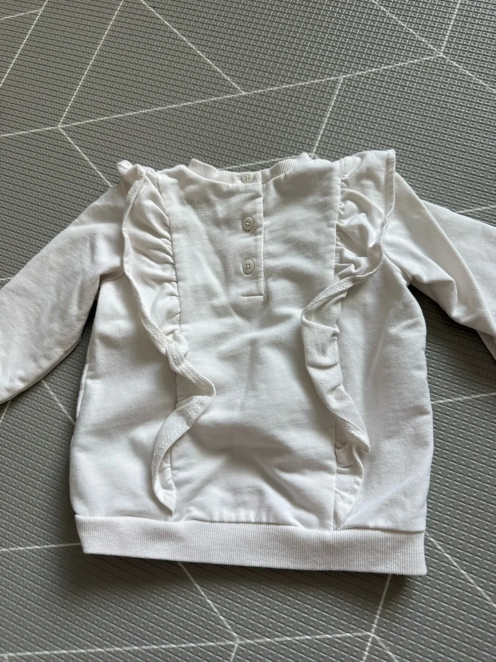 Little Me|Baby girl/toddler white ditsy floral Embroidered Ruffle Sweatshirt•24M - Picture 4 of 5